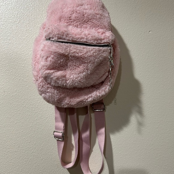 PLAYBOY Handbags - PLAYBOY Pink Furry Backpack Small, zip up, flaws, vintage Y2K